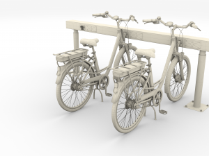 electric city bicycle and station black 3D 模型