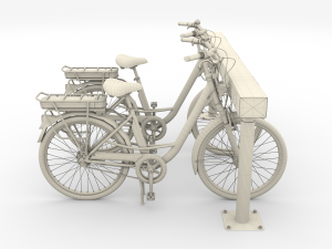 electric city bicycle and station black 3D 模型