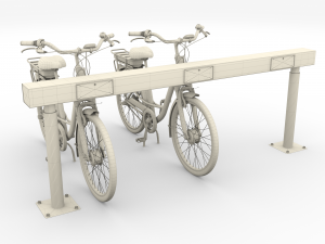 electric city bicycle and station black 3D 模型