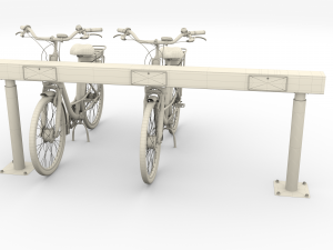 electric city bicycle and station black 3D 模型