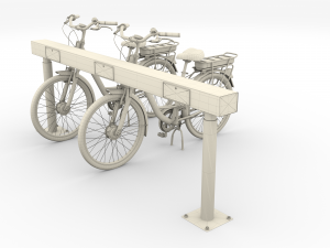 electric city bicycle and station black 3D 模型
