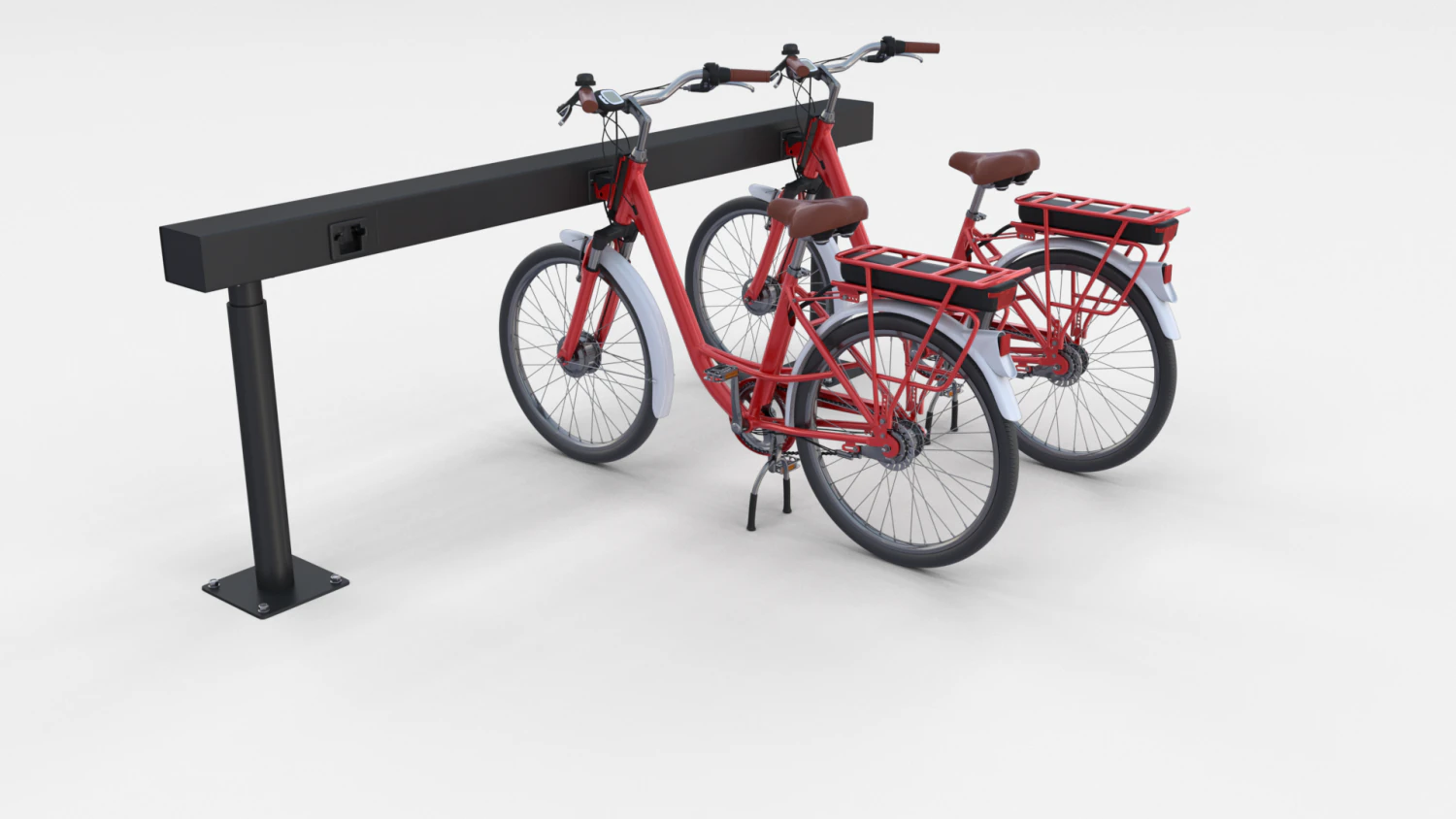electric city bicycle and station red 3D Model .c4d .max .obj .3ds .fbx .stl .blend 