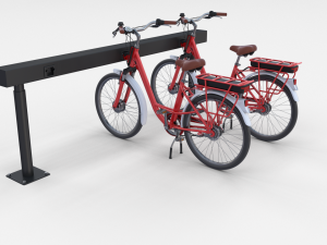 electric city bicycle and station red 3D-Modell