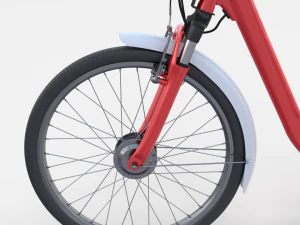 electric city bicycle and station red 3D Model