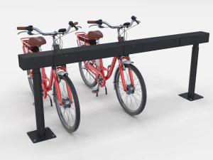 electric city bicycle and station red 3D Model