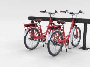electric city bicycle and station red 3D मॉडल