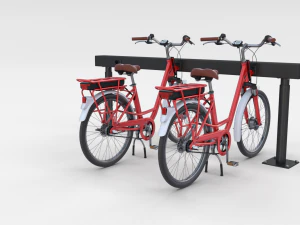 electric city bicycle and station red 3D Model