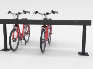 electric city bicycle and station red 3D Model