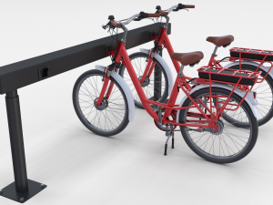 electric city bicycle and station red 3D मॉडल