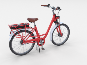 electric city bicycle and station red 3D मॉडल