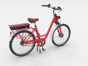electric city bicycle and station red 3D Model