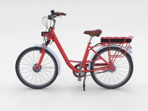 electric city bicycle and station red 3D Model