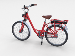 electric city bicycle and station red 3D मॉडल