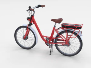 electric city bicycle and station red 3D Model