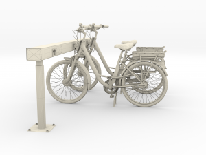 electric city bicycle and station red 3D मॉडल