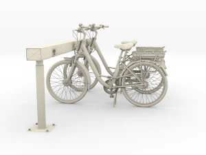 electric city bicycle and station red 3D Model