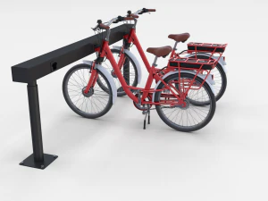 electric city bicycle and station red 3D Model