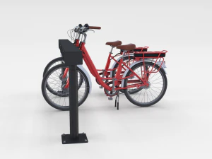 electric city bicycle and station red 3D Model