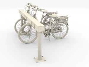 electric city bicycle and station red 3D Model