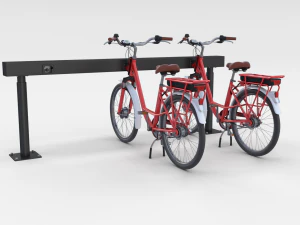 electric city bicycle and station red 3D Model