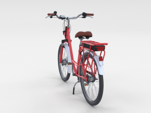 electric city bicycle and station red 3D मॉडल