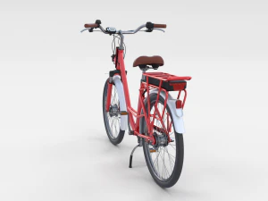 electric city bicycle and station red 3D Model