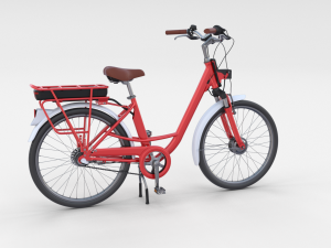 electric city bicycle and station red 3D मॉडल