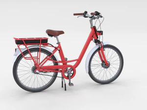 electric city bicycle and station red 3D Model