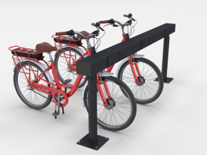 electric city bicycle and station red 3D मॉडल