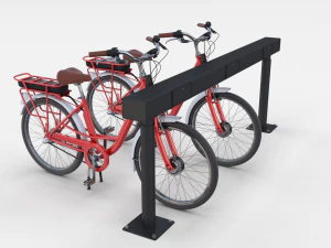 electric city bicycle and station red 3D Model