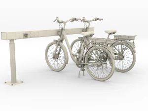 electric city bicycle and station red 3D Model