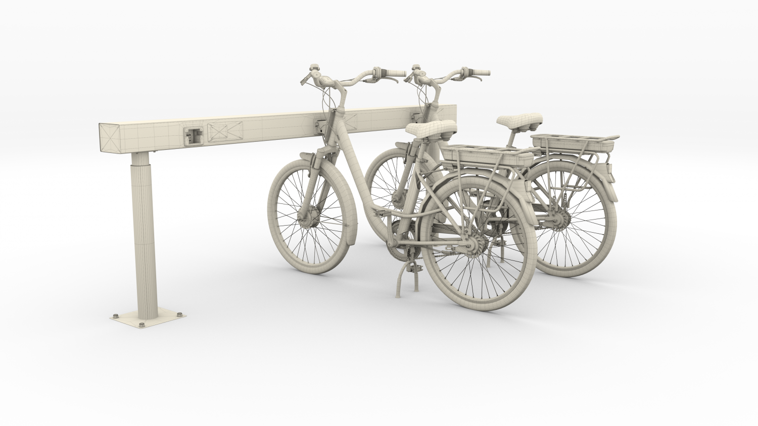 Electric models. City Bicycle 3d model. Велосипед ред Эппл белые и красный in the City.