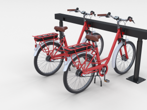 electric city bicycle and station red 3D मॉडल