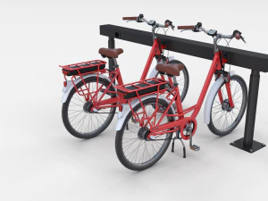 electric city bicycle and station red 3D Model