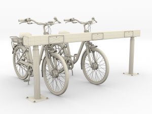 electric city bicycle and station red 3D मॉडल