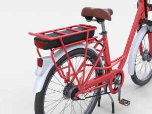 electric city bicycle and station red 3D Model