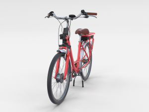 electric city bicycle and station red 3D मॉडल