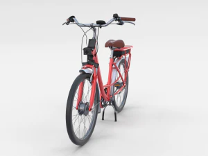 electric city bicycle and station red 3D Model