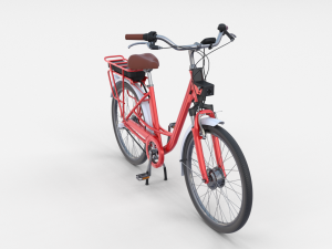electric city bicycle and station red 3D मॉडल