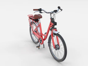 electric city bicycle and station red 3D Model