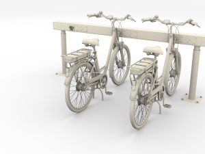electric city bicycle and station red 3D मॉडल