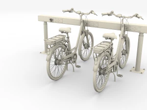 electric city bicycle and station red 3D Model