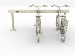 electric city bicycle and station red 3D मॉडल