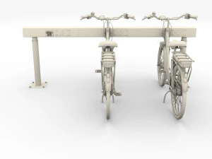 electric city bicycle and station red 3D Model