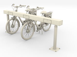 electric city bicycle and station red 3D मॉडल