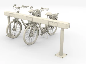 electric city bicycle and station red 3D Model