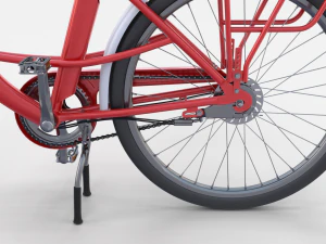 electric city bicycle and station red 3D Model