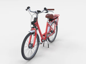 electric city bicycle and station red 3D Model
