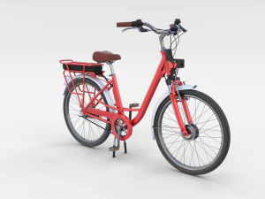 electric city bicycle and station red 3D Model