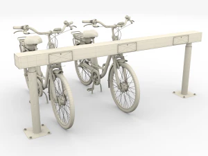 electric city bicycle and station red 3D Model